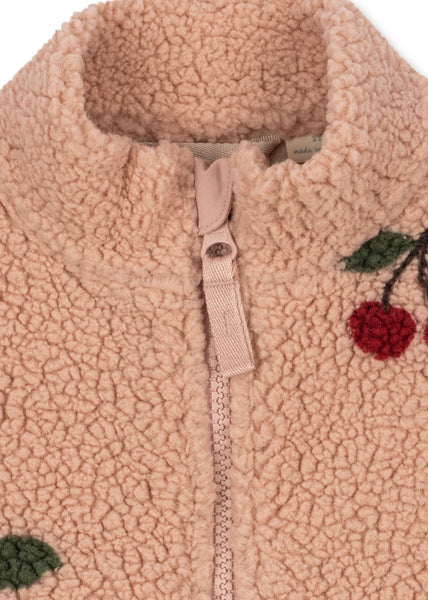 Giubbino teddy rosa con stampa ciliegie per neonata e bambina Konges slojd KS105720 GRANDE CERISE 