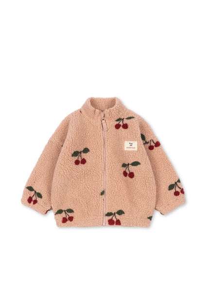 Giubbino teddy rosa con stampa ciliegie per neonata e bambina Konges slojd KS105720 GRANDE CERISE 