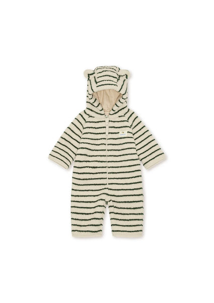 Tutina teddy bianca a righe verdi per neonato e bambino Konges slojd KS105721 ERBA STRIPE 