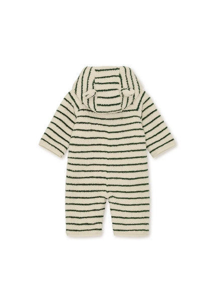 Tutina teddy bianca a righe verdi per neonato e bambino Konges slojd KS105721 ERBA STRIPE 