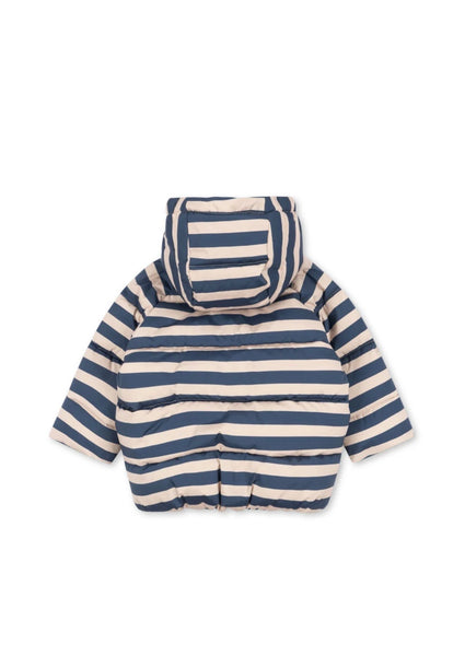 Giubbino ecrù con righe orizzontali blu notte per neonato e bambino Konges slojd KS105752 BLUE NOIR STRIPE 