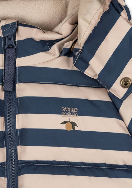 Giubbino ecrù con righe orizzontali blu notte per neonato e bambino Konges slojd KS105752 BLUE NOIR STRIPE 