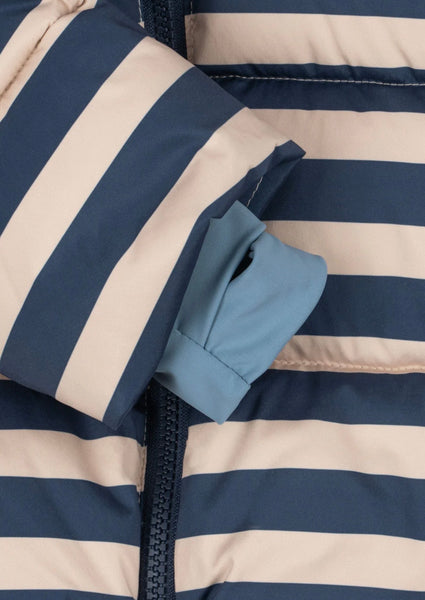 Giubbino ecrù con righe orizzontali blu notte per neonato e bambino Konges slojd KS105752 BLUE NOIR STRIPE 