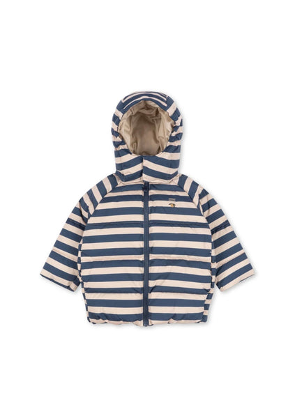 Giubbino ecrù con righe orizzontali blu notte per neonato e bambino Konges slojd KS105752 BLUE NOIR STRIPE 