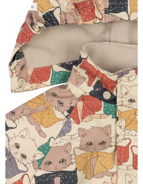 Giubbino impermeabile con stampe all over multicolor per neonata e bambina Konges slojd KS105762 LIKE CATS 