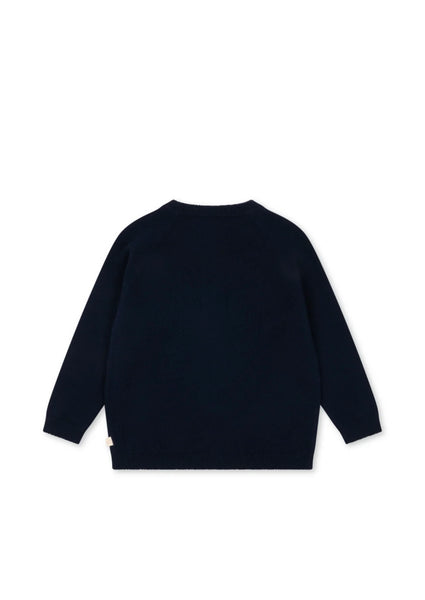 Cardigan blu notte con bottoni a forma di gatto per bambina Konges slojd KS105940 BLUE 