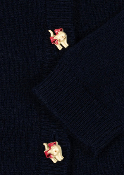 Cardigan blu notte con bottoni a forma di gatto per bambina Konges slojd KS105940 BLUE 