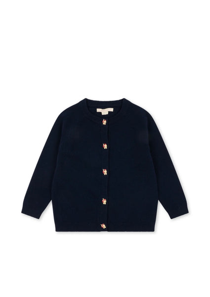 Cardigan blu notte con bottoni a forma di gatto per bambina Konges slojd KS105940 BLUE 
