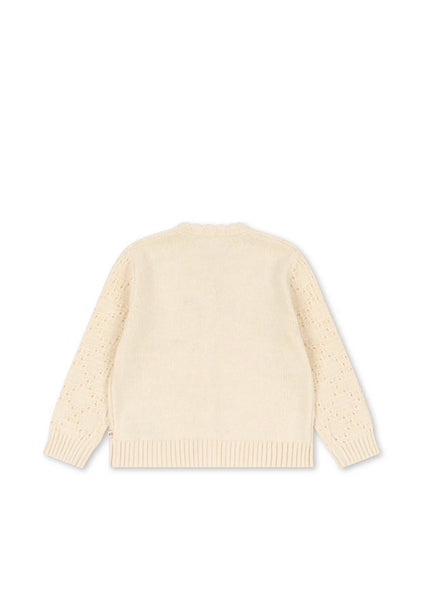 Cardigan panna con ricami all over per neonata e bambina Konges slojd KS105949 BUTTERCREAM 