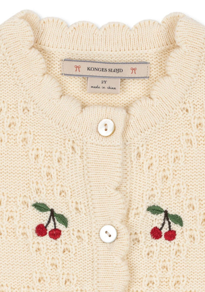 Cardigan panna con ricami all over per neonata e bambina Konges slojd KS105949 BUTTERCREAM 