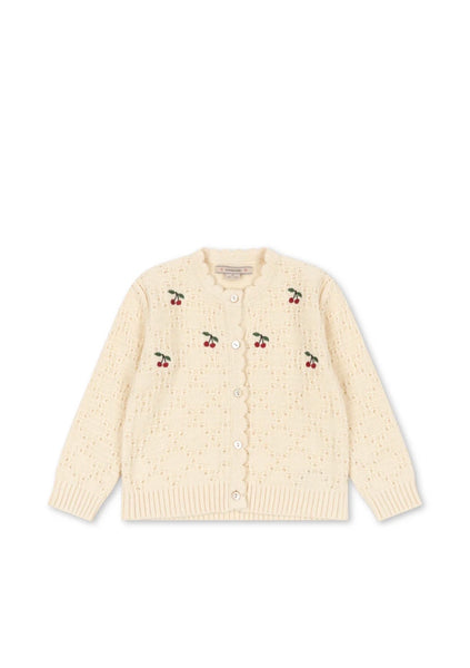 Cardigan panna con ricami all over per neonata e bambina Konges slojd KS105949 BUTTERCREAM 