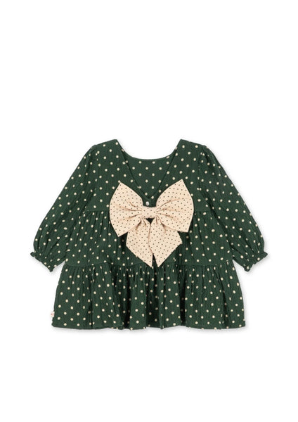 Abito verde bosco con pois all over per neonata e bambina Konges slojd KS105979 DOT MARSEILLE 