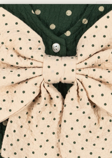 Abito verde bosco con pois all over per neonata e bambina Konges slojd KS105979 DOT MARSEILLE 