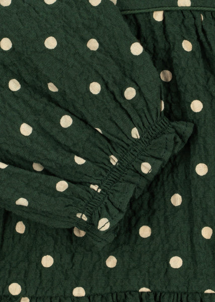 Abito verde bosco con pois all over per neonata e bambina Konges slojd KS105979 DOT MARSEILLE 