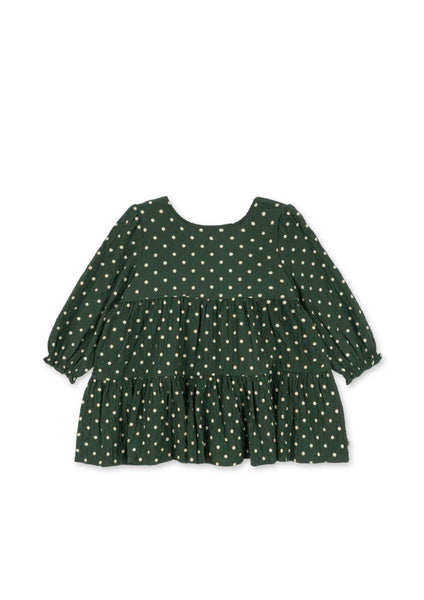 Abito verde bosco con pois all over per neonata e bambina Konges slojd KS105979 DOT MARSEILLE 