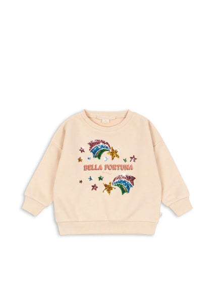 Felpa beige con stampa e paillettes per neonata e bambina Konges slojd KS106104 BUTTERCREAM 