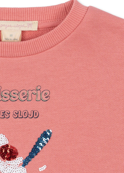 Felpa rosa fragola con paillettes per neonata e bambina Konges slojd KS106104 PEACH BLOSSOM 