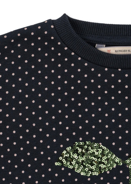 Felpa blu notte con pois all over per neonata e bambina Konges slojd KS106113 DOT TOUT 