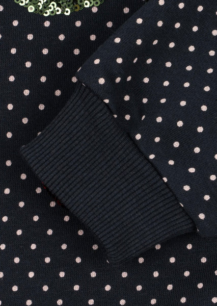 Felpa blu notte con pois all over per neonata e bambina Konges slojd KS106113 DOT TOUT 
