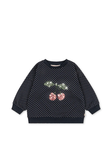 Felpa blu notte con pois all over per neonata e bambina Konges slojd KS106113 DOT TOUT 
