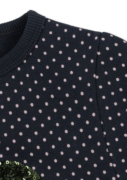 Abito verde bosco con pois all over per neonata e bambina Konges slojd KS106118 DOT TOUT 