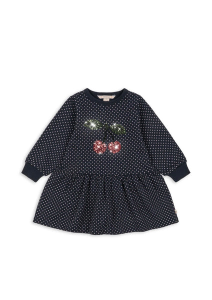 Abito verde bosco con pois all over per neonata e bambina Konges slojd KS106118 DOT TOUT 