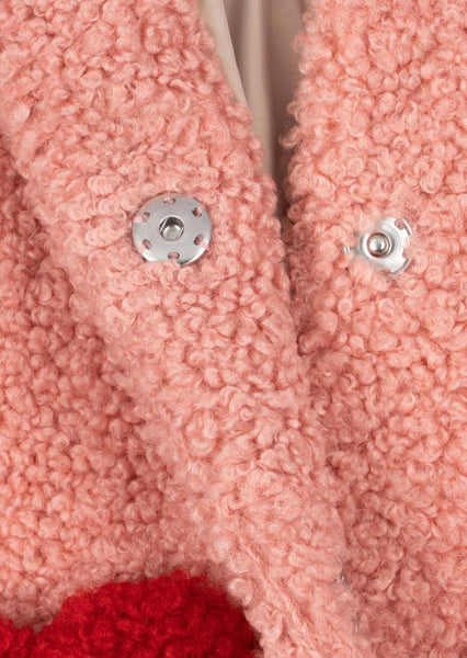 Cappotto teddy rosa fragola e rosso per bambina Konges slojd KS106289 MELLOW ROSE 