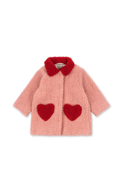 Cappotto teddy rosa fragola e rosso per bambina Konges slojd KS106289 MELLOW ROSE 