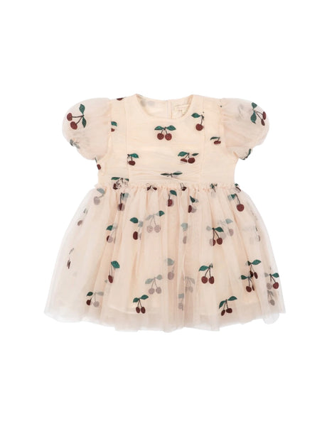 Abito panna con ciliege all over per neonata e bambina Konges slojd KS106301 GRANDE CERISE 