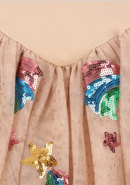 Abito rosa con tulle e paillettes per neonata e bambina Konges slojd KS106331 RAINBOW 