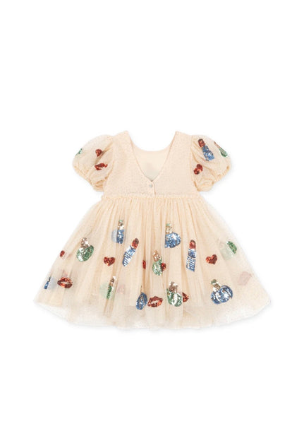Abito panna con pois e paillettes all over per neonata e bambina Konges slojd KS106333 BACIO 