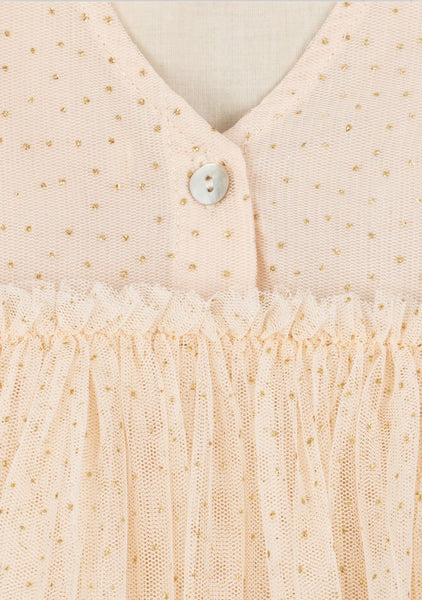 Abito panna con pois e paillettes all over per neonata e bambina Konges slojd KS106333 BACIO 