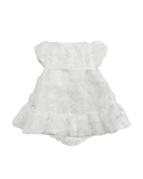 Abito bianco latte con applicazioni all over per neonata La stupenderia 3CBAB02 X40 