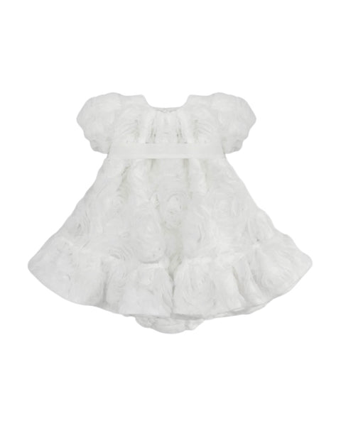 Abito bianco latte con applicazioni all over per neonata La stupenderia 3CBAB02 X40 