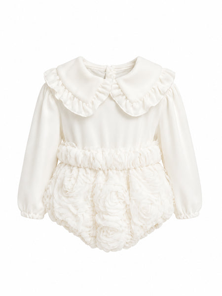 Completo camicia + pantaloncino bianco latte per neonata La stupenderia 3CBCT02 X40 