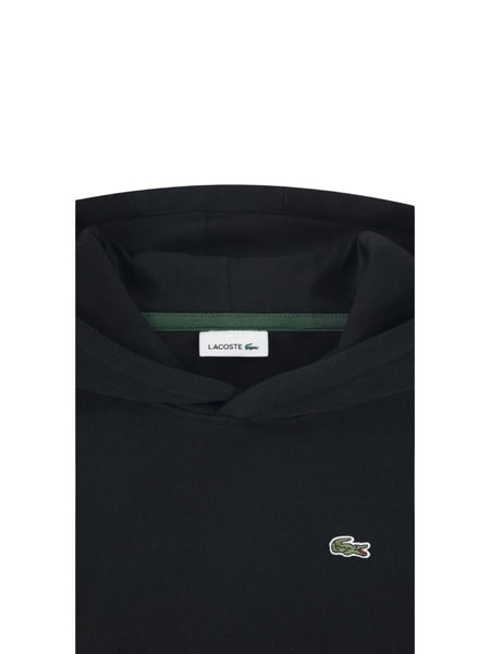 Felpa nera con cappuccio per bambini Lacoste 947661 K96 