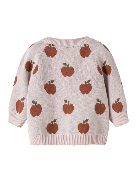 Cardigan in maglia rosa con motivo all over per neonata Lil' Atelier 13245316 HUSHED VIOLET 