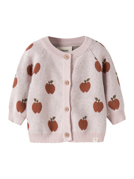 Cardigan in maglia rosa con motivo all over per neonata Lil' Atelier 13245316 HUSHED VIOLET 