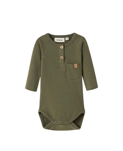 Body verde con taschino per neonato Lil' Atelier 13245701 WINTER MOSS 