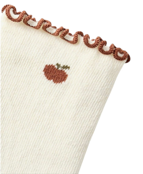 Calzini panna con ricamo mela per neonata e bambina Lil' Atelier 13253692 TURTLEDOVE 