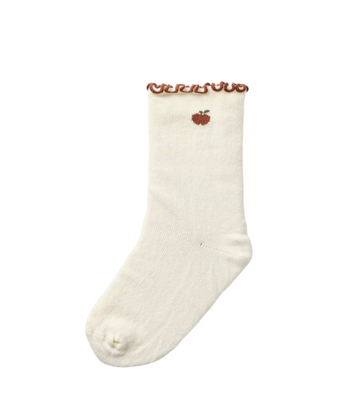 Calzini panna con ricamo mela per neonata e bambina Lil' Atelier 13253692 TURTLEDOVE 