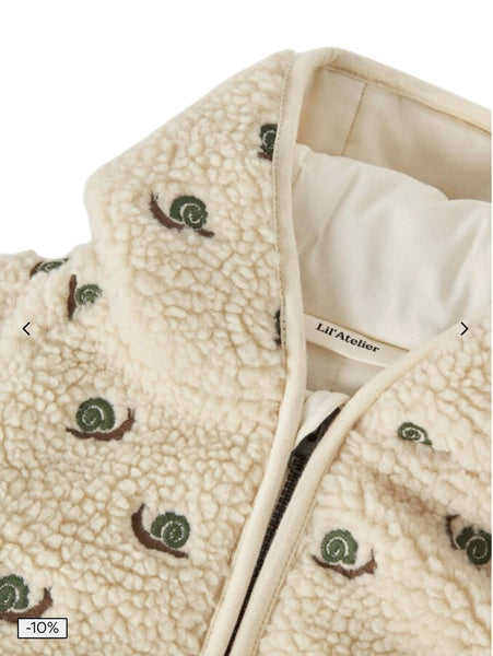 Giubbino in teddy bianco panna per neonati Lil' Atelier 13255447 TURTLEDOVE 