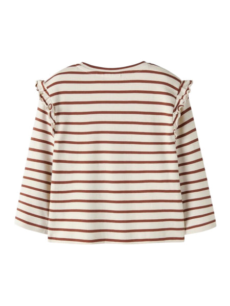 T-shirt panna a righe mattone per neonata e bambina Lil' Atelier 13257357 TURTLEDOVE 