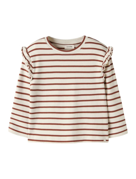 T-shirt panna a righe mattone per neonata e bambina Lil' Atelier 13257357 TURTLEDOVE 