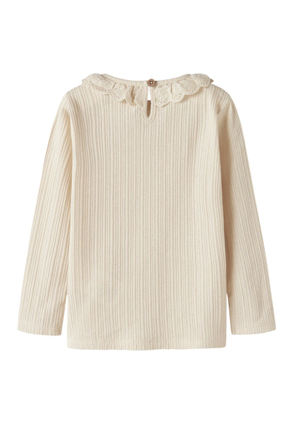 T-shirt beige con con colletto per neonata e bambina Lil' Atelier 13257370 TURTLEDOVE 
