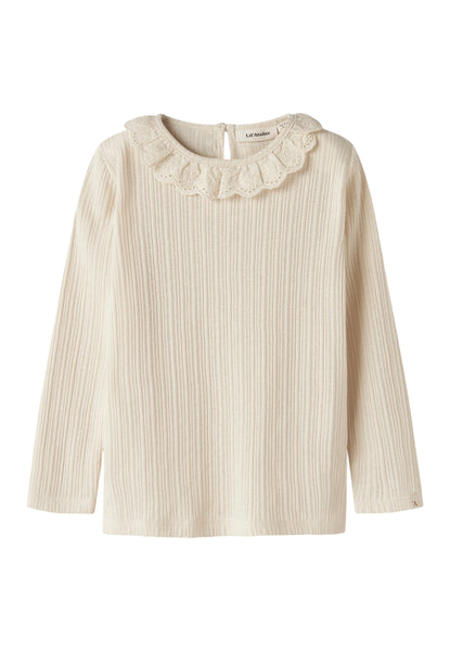 T-shirt beige con con colletto per neonata e bambina Lil' Atelier 13257370 TURTLEDOVE 