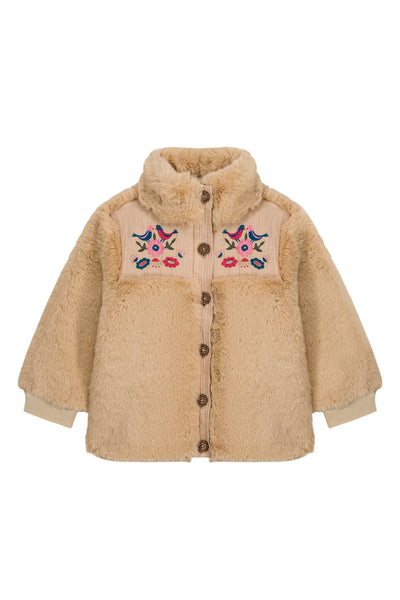 Cappotto in ecopelliccia beige per bambina LOUISE MISHA C0113 NUTS 
