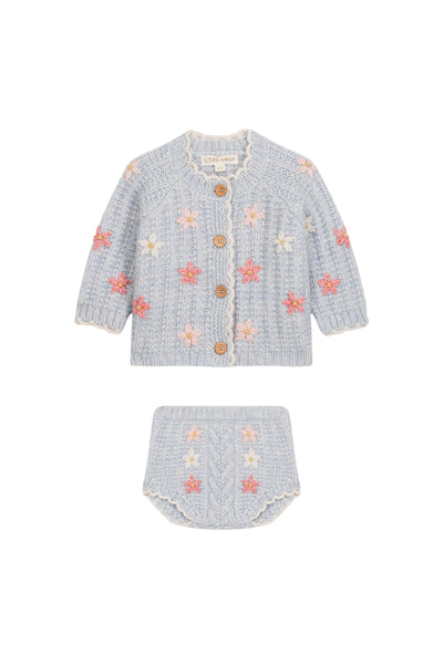 Completo maglia + coulotte celeste per neonata LOUISE MISHA C0132 CLOUD 