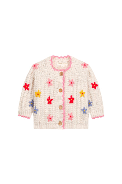 Completo maglia + coulotte panna con ricami all over per neonata LOUISE MISHA C0281 CREAM 