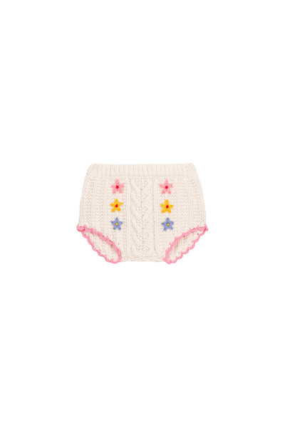 Completo maglia + coulotte panna con ricami all over per neonata LOUISE MISHA C0281 CREAM 